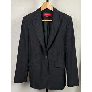 Anne Klein Vintage Y2K Black Blazer 8 Mini Dot Preppy Classic Power Suit Jacket